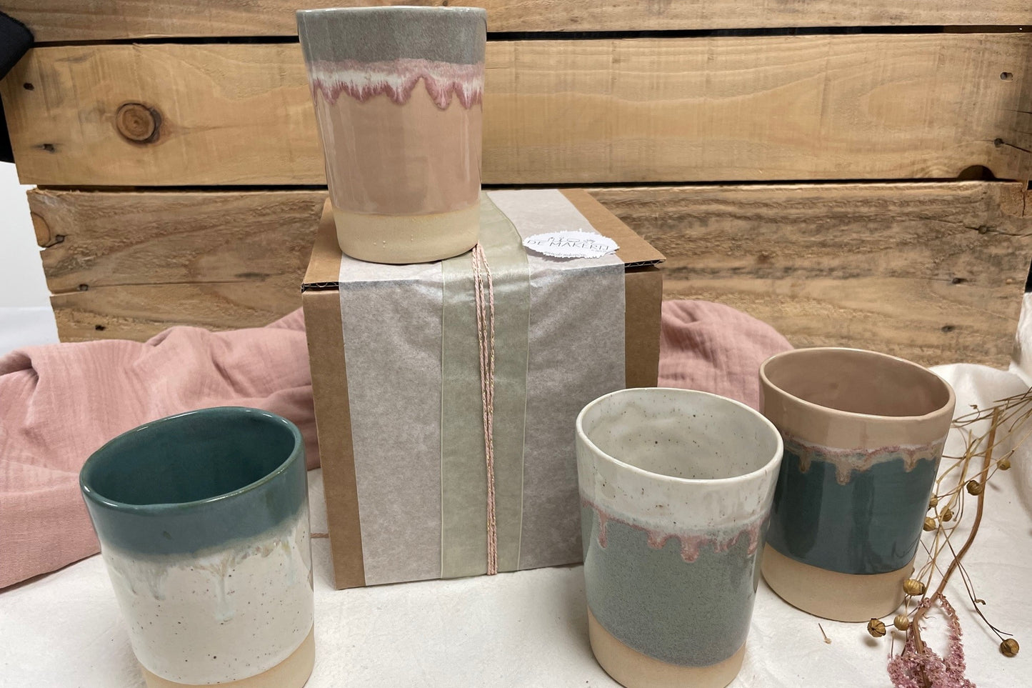 Set van 4 bekers in een geschenkdoosje