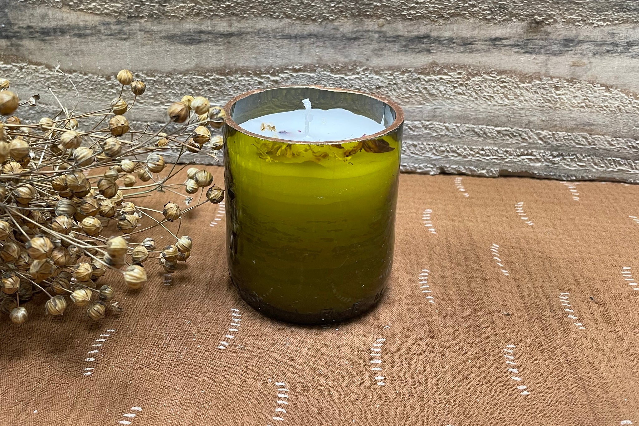 Kaars in recyclage glas